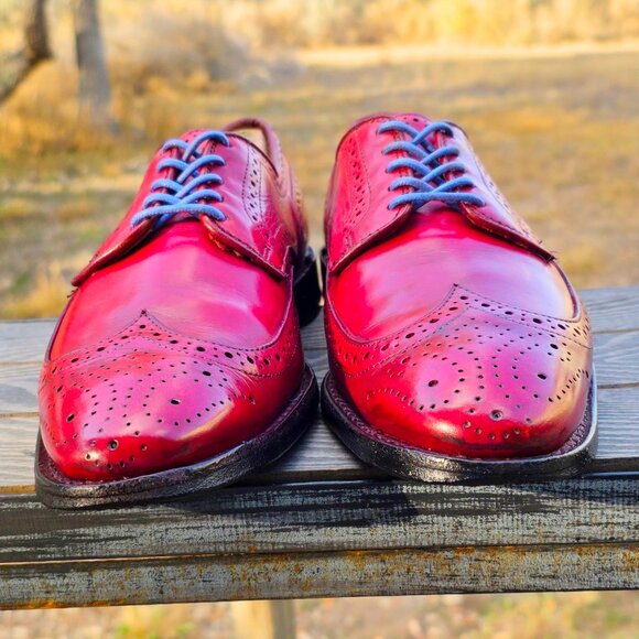Allen Edmonds 9-D Red Madison Park Mens Leather Derby Wingtip Dress Shoes main image 11